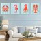Stupell Industries Bright Sea Creatures on Stripes 4pc Canvas Set, design by Indira Prieto | IndySign